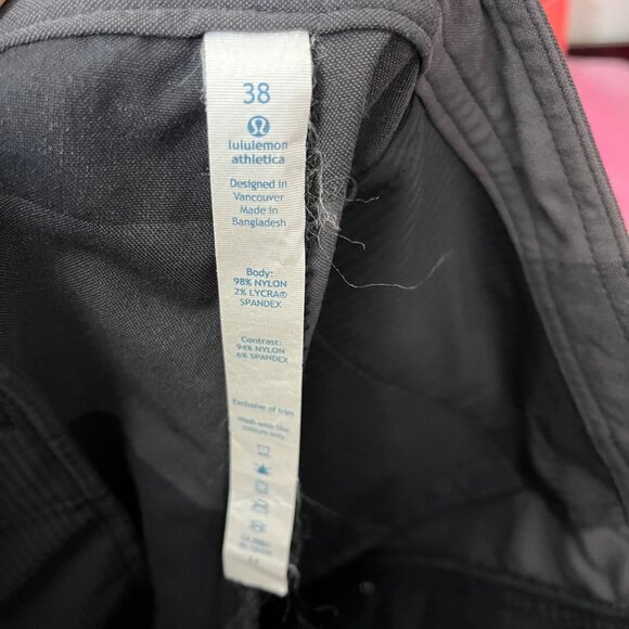 Lululemon Men's Plaid Commission Golf Chino Shorts Size 38 Black Grey 10" Inseam - Picture 4 of 5